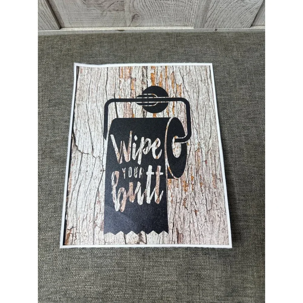 Rustic Bathroom 8x10 Wall Art Prints Set Of 4 Wipe Flush Wash Shower Unframed